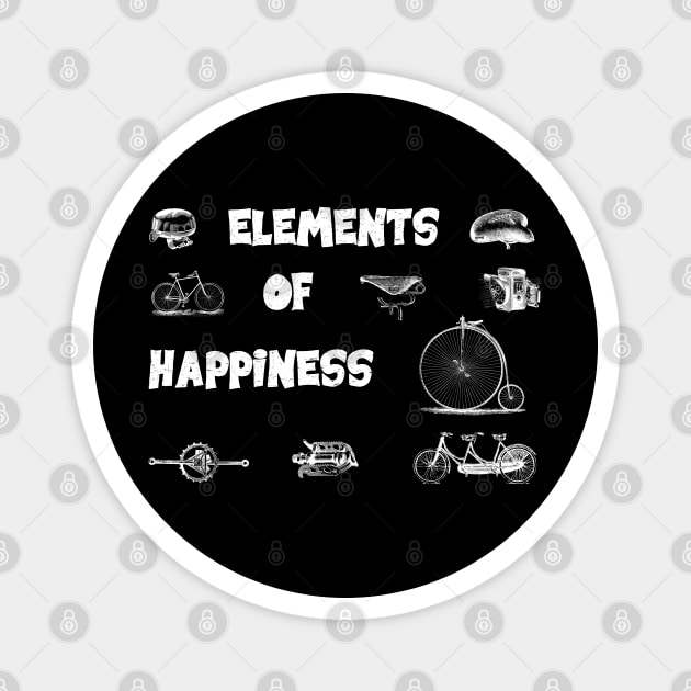 Vintage Bike Elements  with pedal, crank and bell. Elements of Happiness, enjoy your ride. Magnet by Olloway